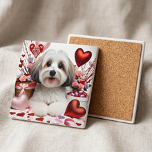 Havanese ceramic coasters set of 4, cork back