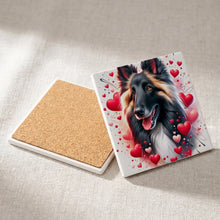 Shetland Sheepdog ceramic coasters set of 4, cork back