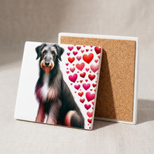 Scottish Deerhound ceramic coasters set of 4, cork back