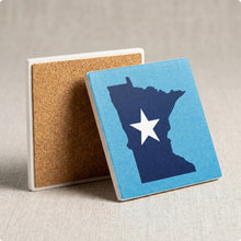 Minnesota State Flag ceramic coasters set of 4, cork back