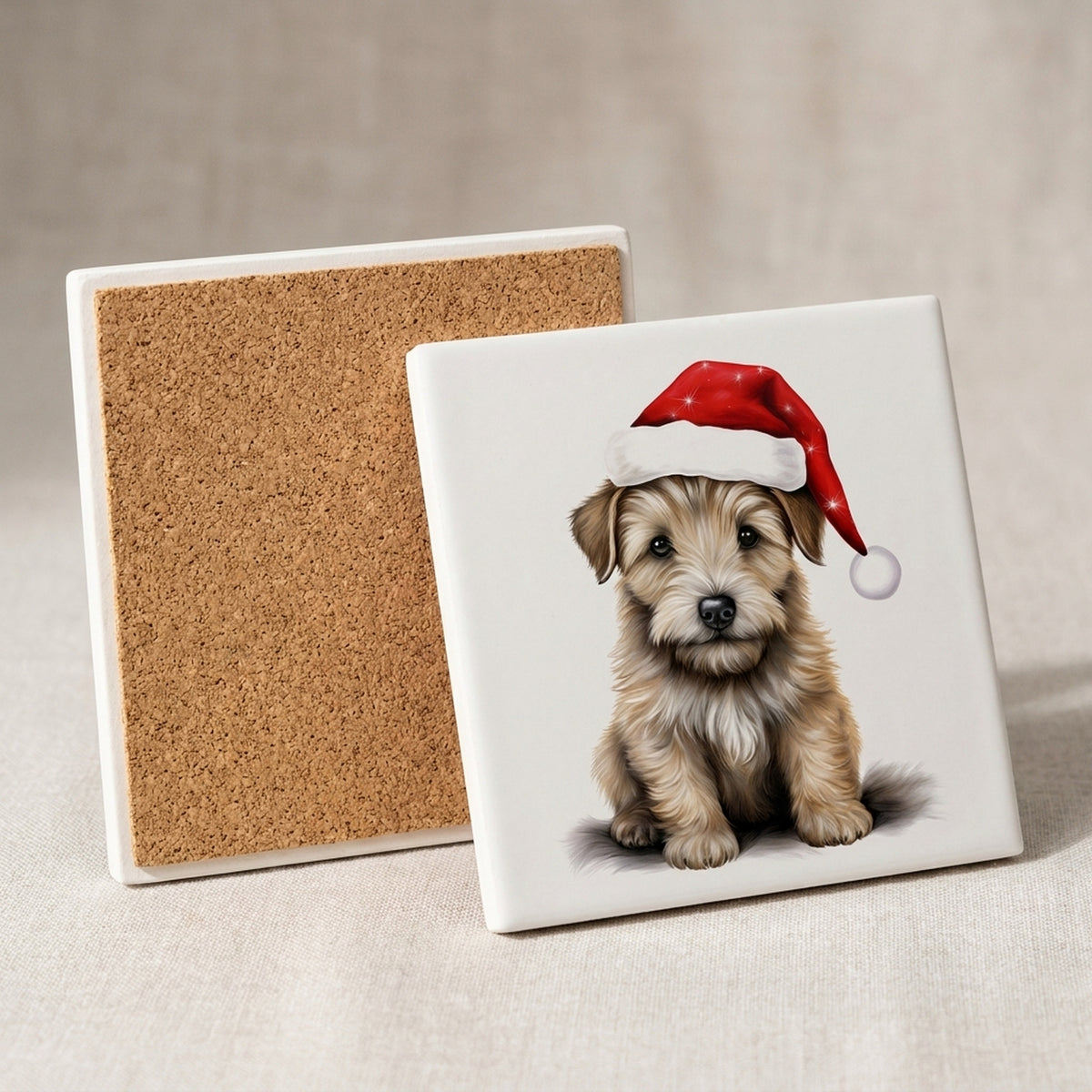Glen of Imaal Terrier Puppy Drawing ceramic coasters set of 4, cork back