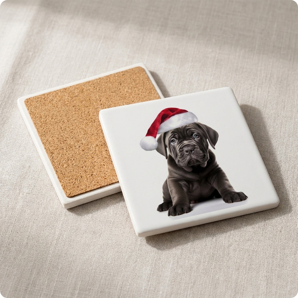 Cane Corso Puppy ceramic coasters set of 4, cork back