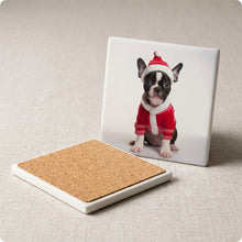 Boston Terrier Puppy ceramic coasters set of 4, cork back