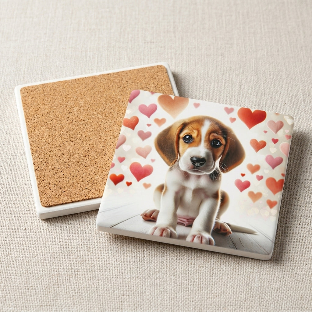 Beagle ceramic coasters set of 4, cork back