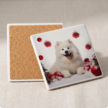 Samoyed ceramic coasters set of 4, cork back