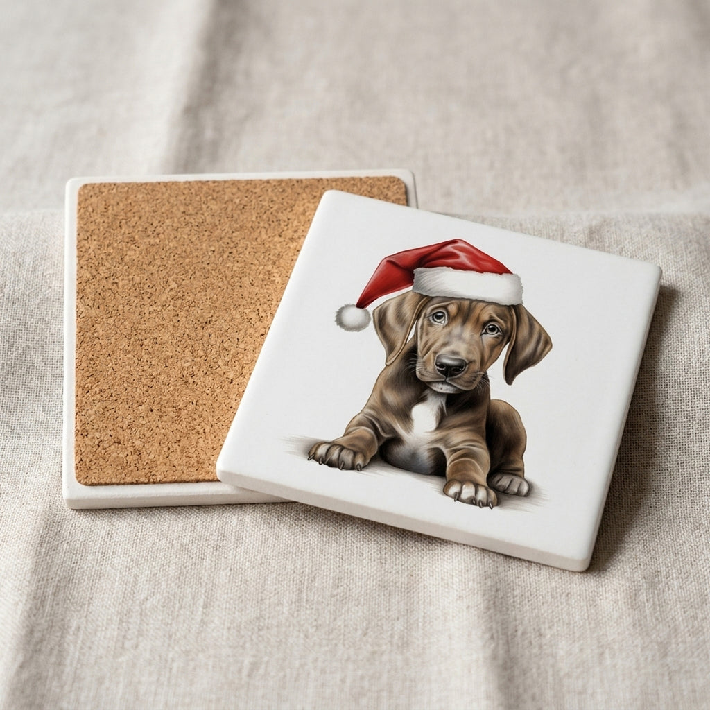 Plott Hound Puppy Drawing ceramic coasters set of 4, cork back