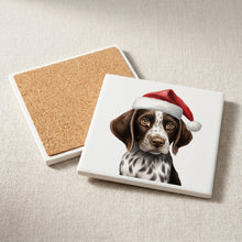 Pointer Puppy Drawing ceramic coasters set of 4, cork back