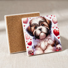 Shih Tzu ceramic coasters set of 4, cork back