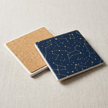 Starry Night Sky ceramic coasters set of 4, cork back