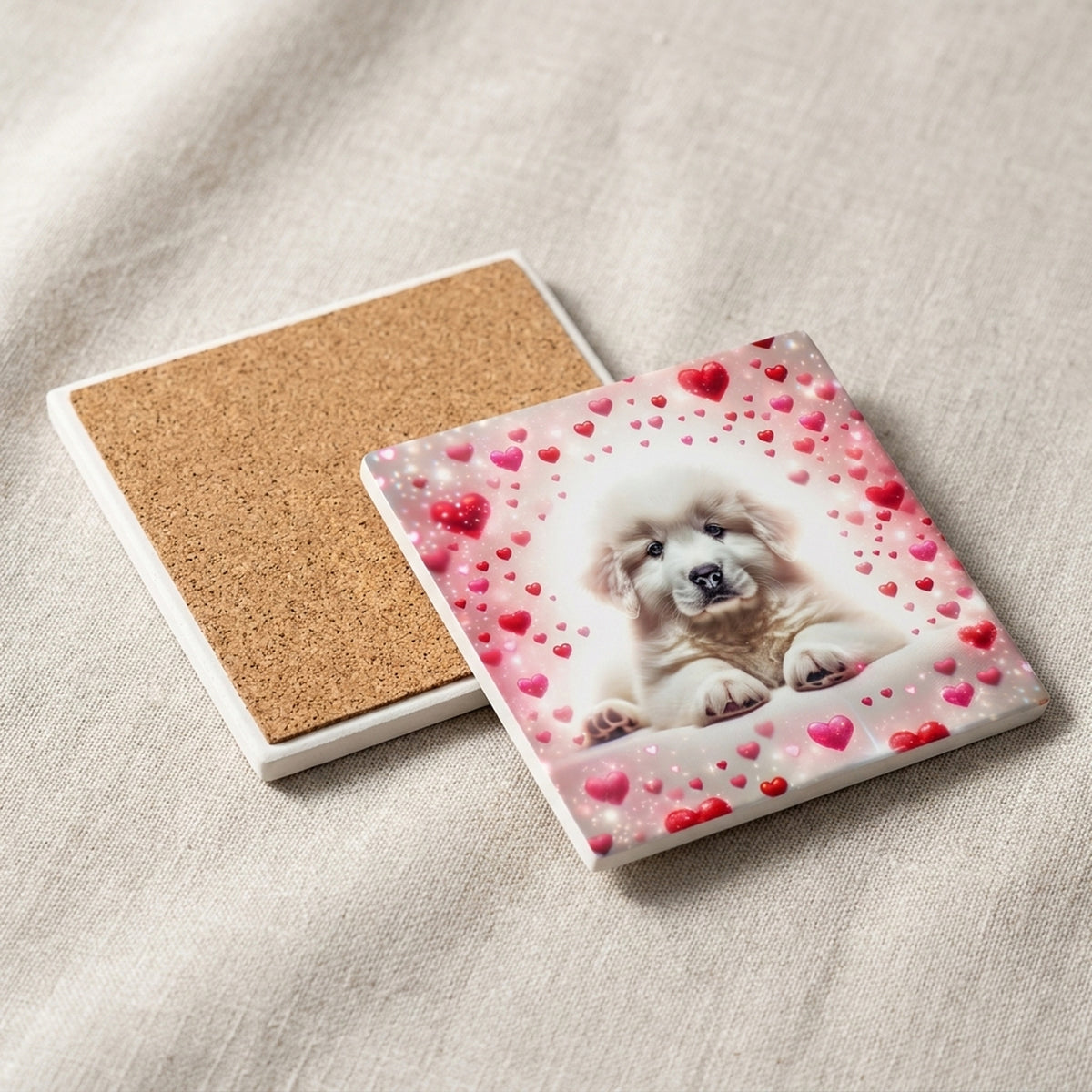 Golden Retriever ceramic coasters set of 4, cork back