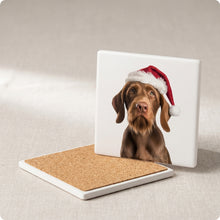 Wirehaired Vizsla ceramic coasters set of 4, cork back