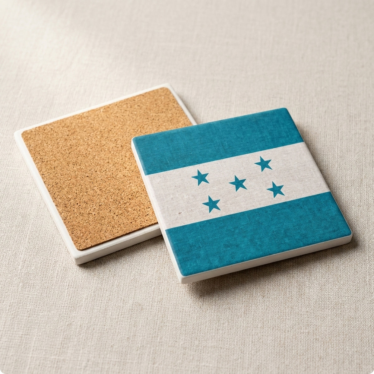 Honduras Flag Pride ceramic coasters set of 4, cork back