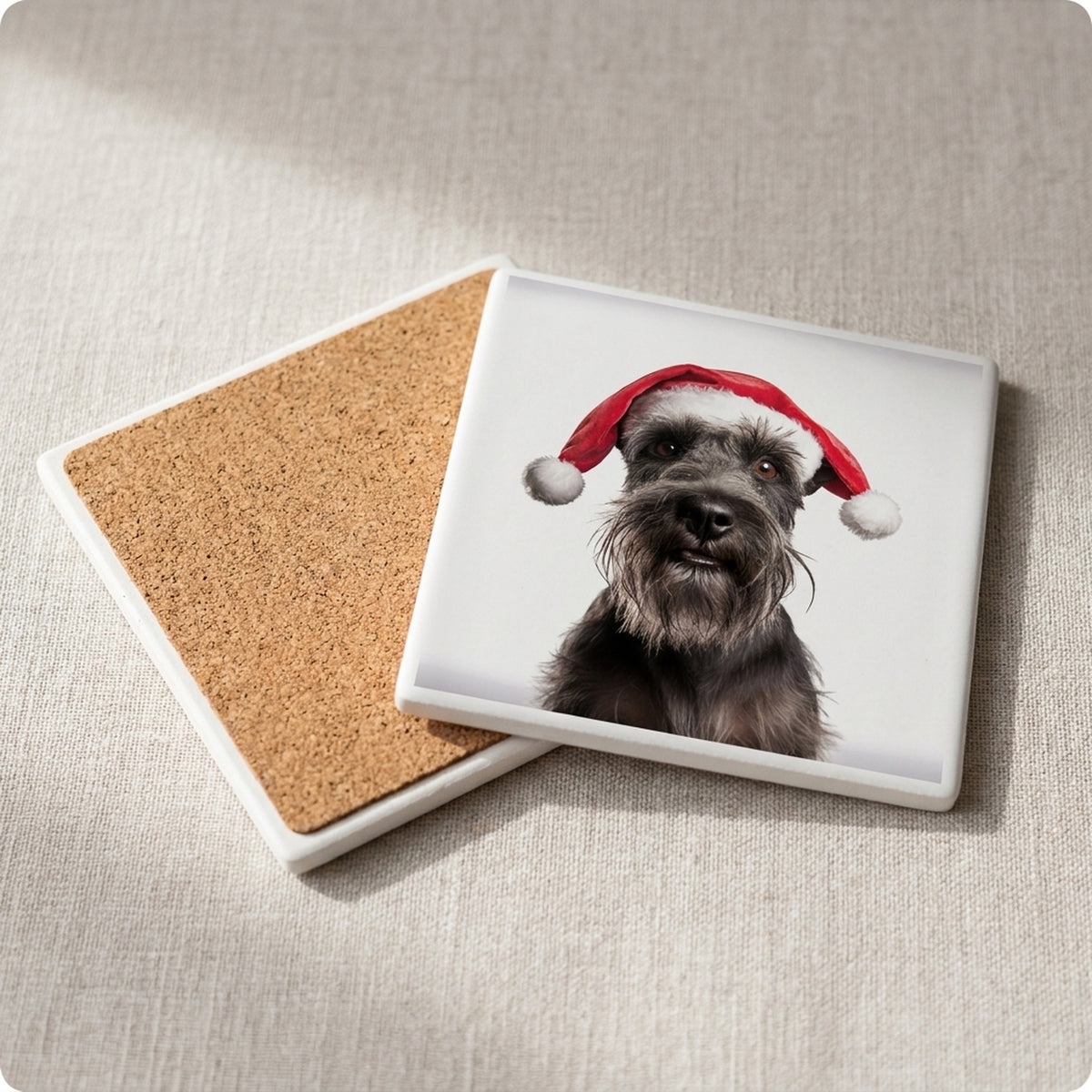 Cesky Terrier ceramic coasters set of 4, cork back