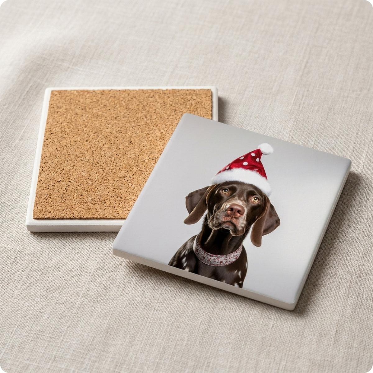 German Shorthaired Pointer ceramic coasters set of 4, cork back