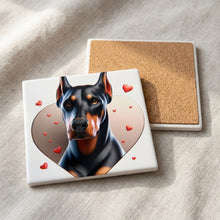Doberman Pinscher ceramic coasters set of 4, cork back