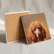 Poodle Portrait ceramic coasters set of 4, cork back