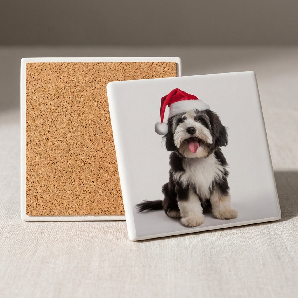 Tibetan Terrier ceramic coasters set of 4, cork back