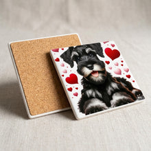Miniature Schnauzer ceramic coasters set of 4, cork back