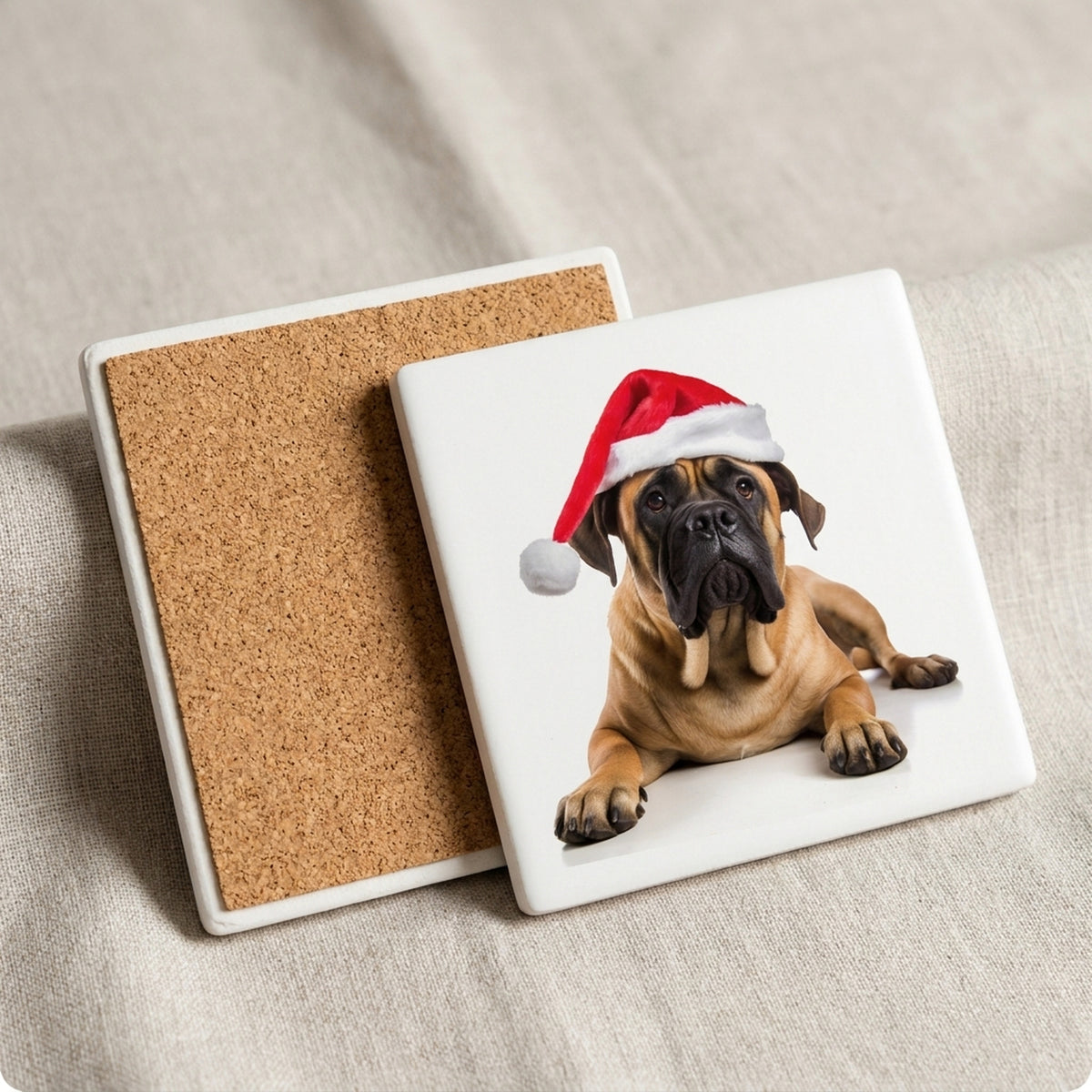 Boerboel ceramic coasters set of 4, cork back