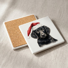 Flat-Coated Retriever Puppy Drawing ceramic coasters set of 4, cork back