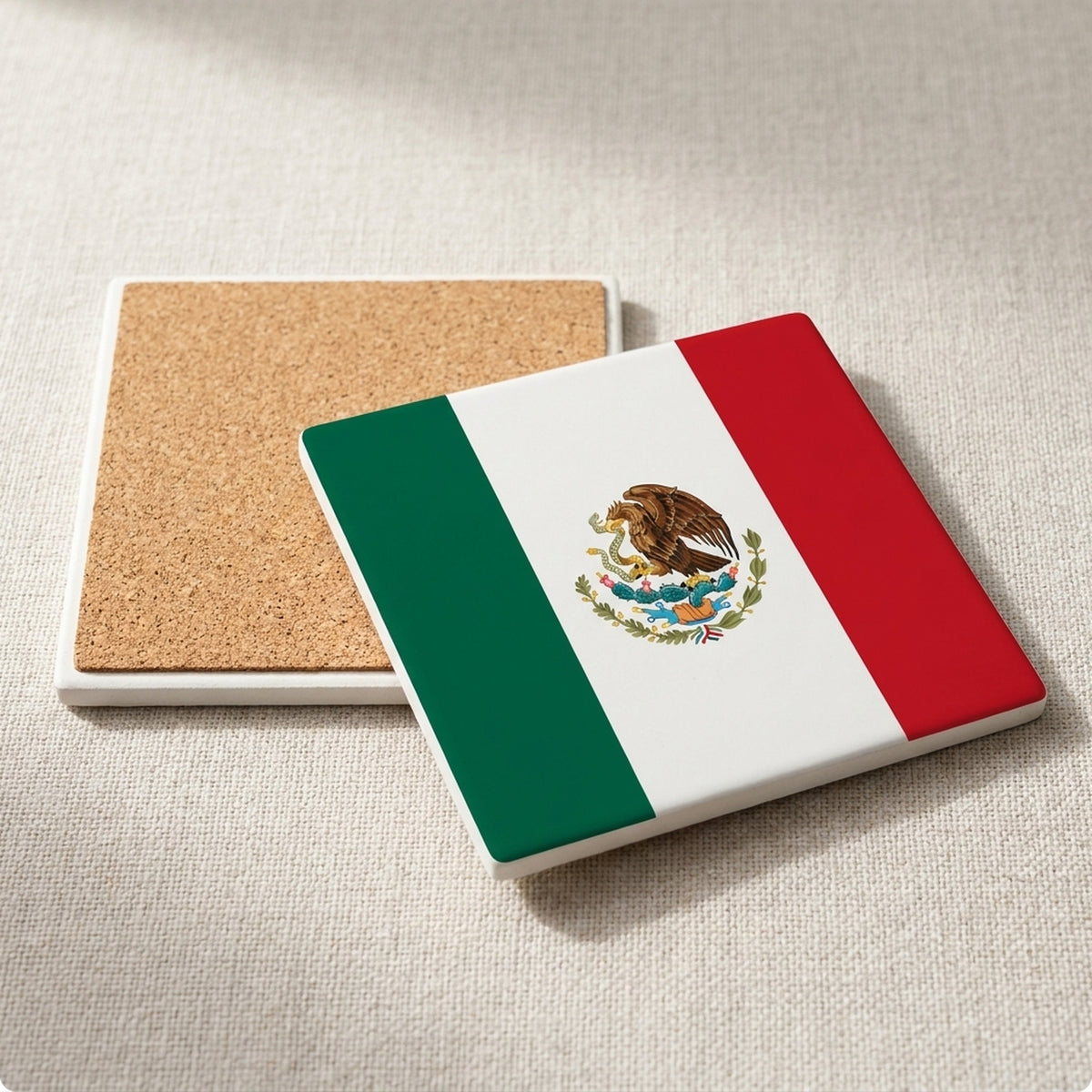 Mexico Flag Pride ceramic coasters set of 4, cork back