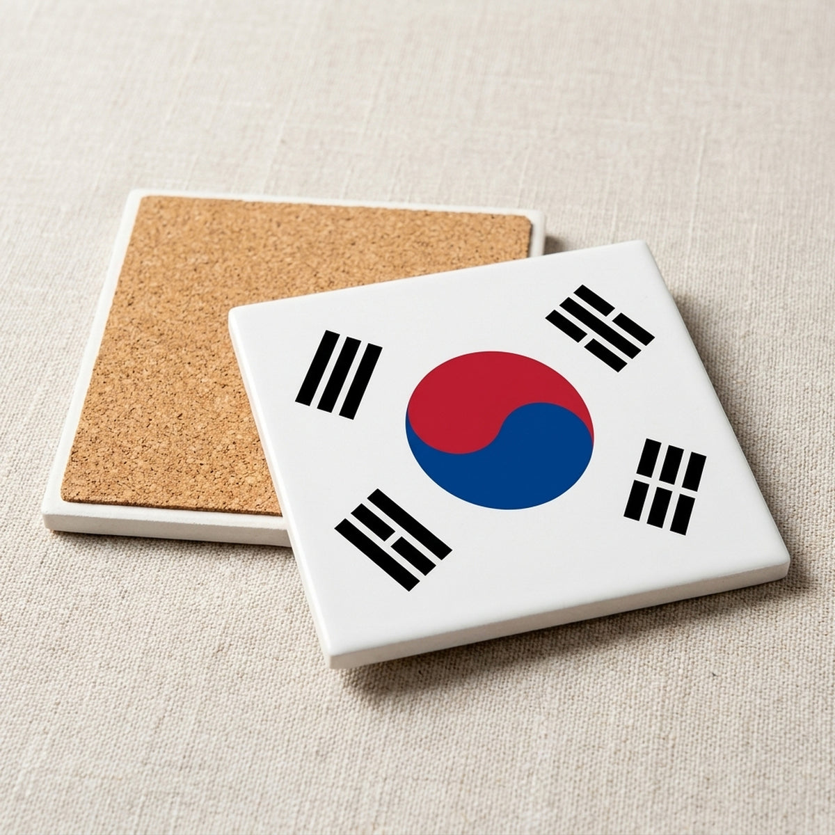South Korea Flag Pride ceramic coasters set of 4, cork back