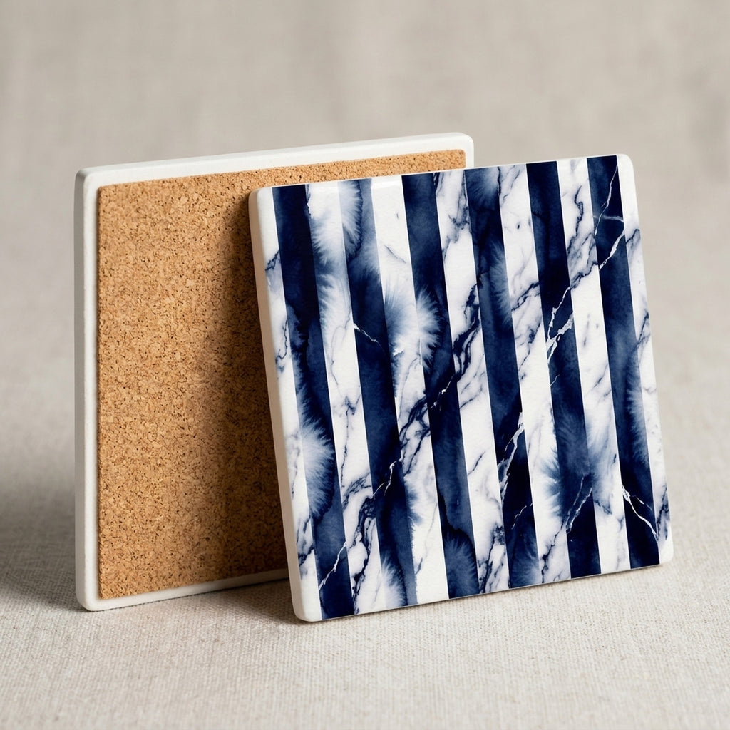 Bold Stripes ceramic coasters set of 4, cork back