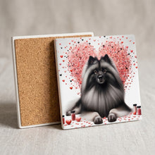 Keeshond ceramic coasters set of 4, cork back