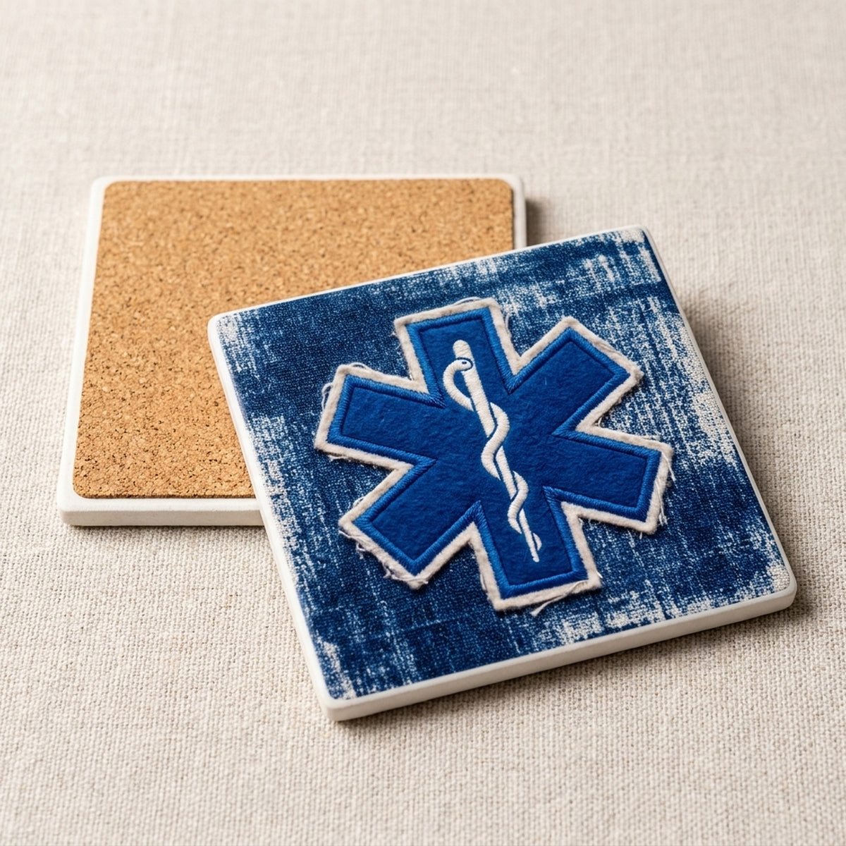 EMS Star Of Life ceramic coasters set of 4, cork back