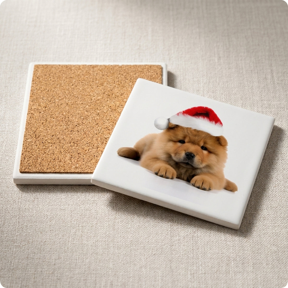 Chow Chow Puppy ceramic coasters set of 4, cork back
