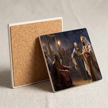 Starry Night Magi ceramic coasters set of 4, cork back