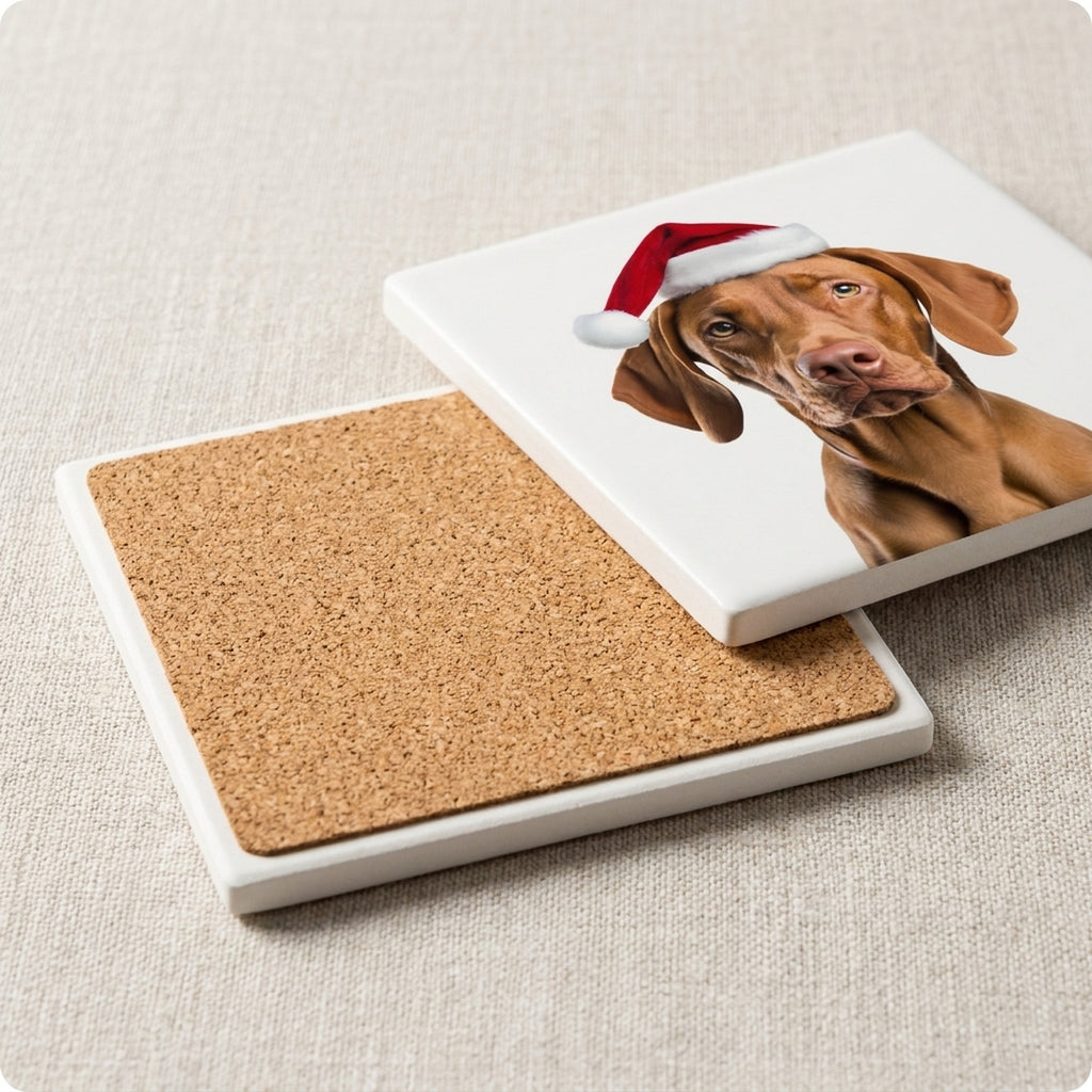 Vizsla ceramic coasters set of 4, cork back