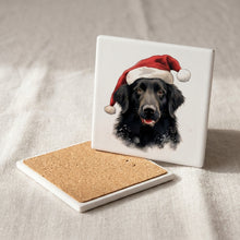 Flat-Coated Retriever ceramic coasters set of 4, cork back