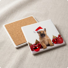 Norwich Terrier Puppy ceramic coasters set of 4, cork back