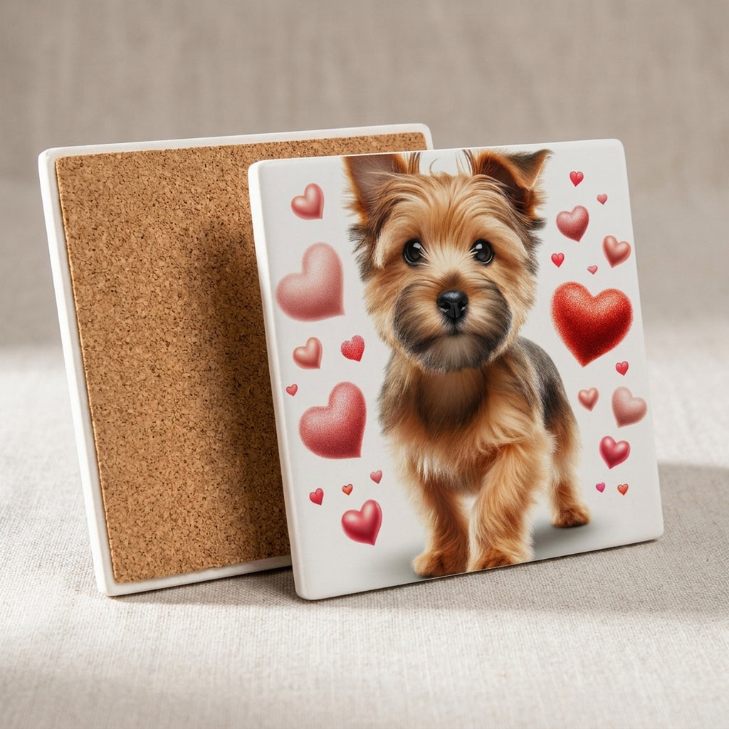 Yorkshire Terrier ceramic coasters set of 4, cork back