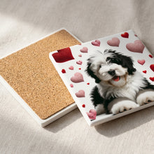 Old English Sheepdog ceramic coasters set of 4, cork back