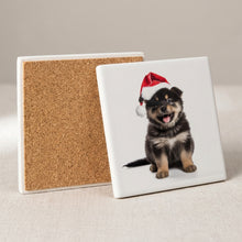 Finnish Lapphund Puppy ceramic coasters set of 4, cork back
