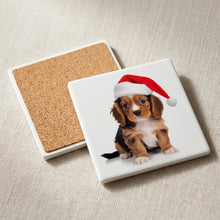 Cavalier King Charles Spaniel Puppy ceramic coasters set of 4, cork back