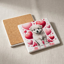 Samoyed ceramic coasters set of 4, cork back