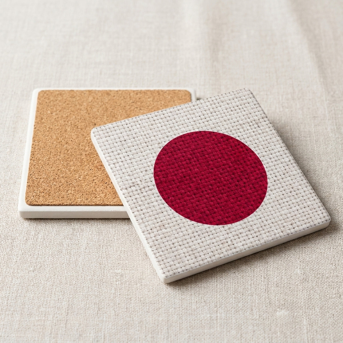 Japan Flag Pride ceramic coasters set of 4, cork back