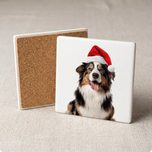 Australian Shepherd ceramic coasters set of 4, cork back