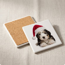 Old English Sheepdog Puppy ceramic coasters set of 4, cork back