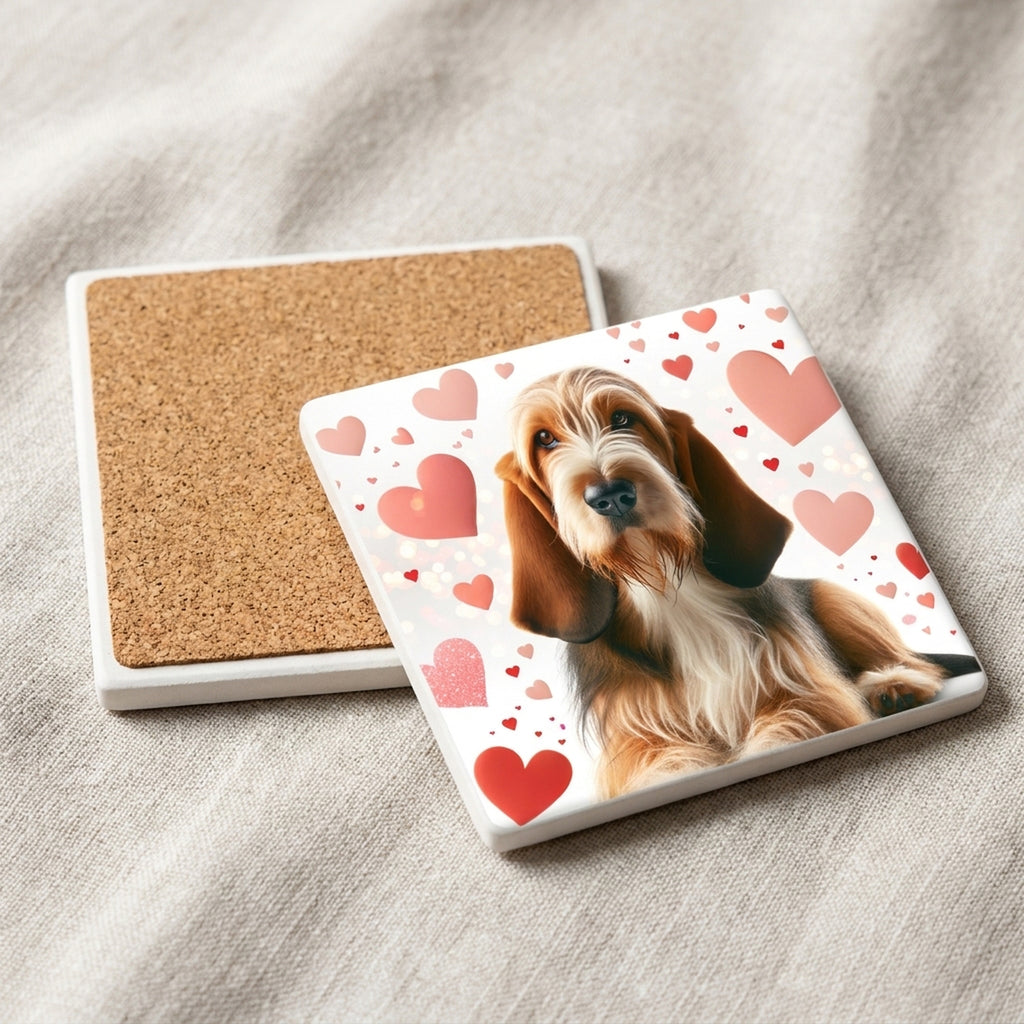 Otterhound ceramic coasters set of 4, cork back