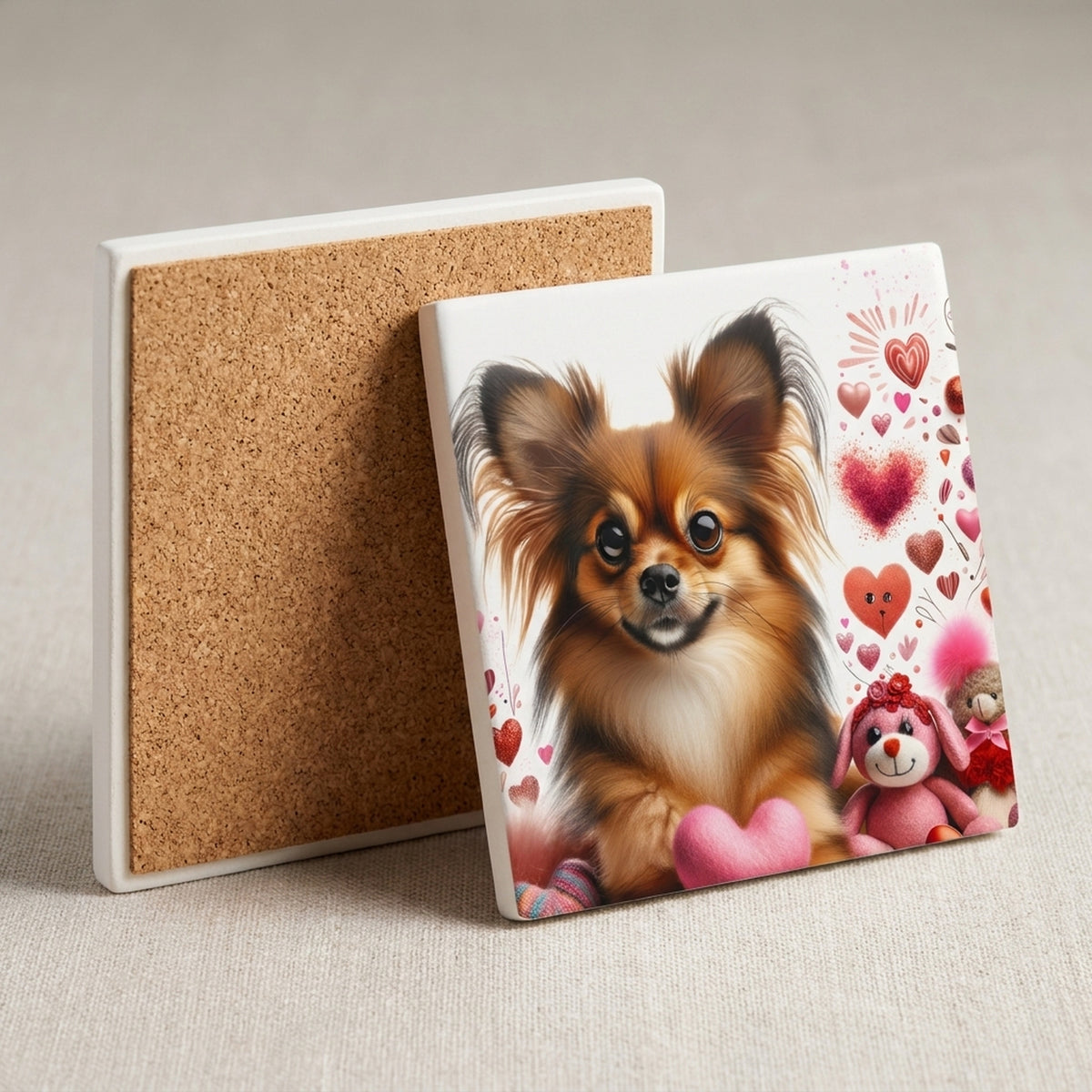 Chihuahua ceramic coasters set of 4, cork back