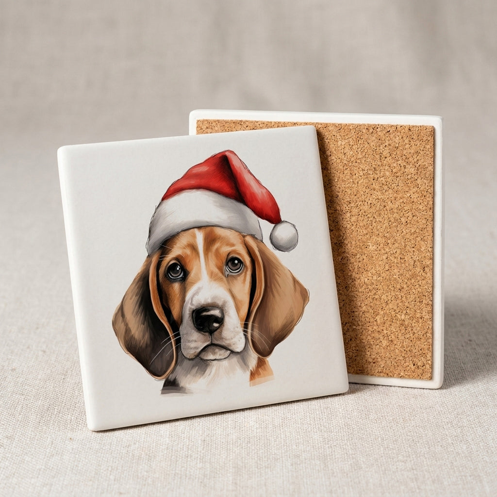 English Foxhound Puppy Drawing ceramic coasters set of 4, cork back