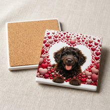 Portuguese Water Dog ceramic coasters set of 4, cork back