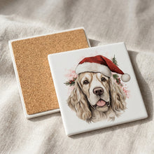 Clumber Spaniel ceramic coasters set of 4, cork back
