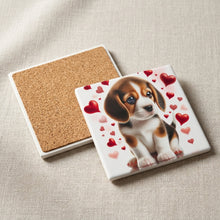 Beagle ceramic coasters set of 4, cork back
