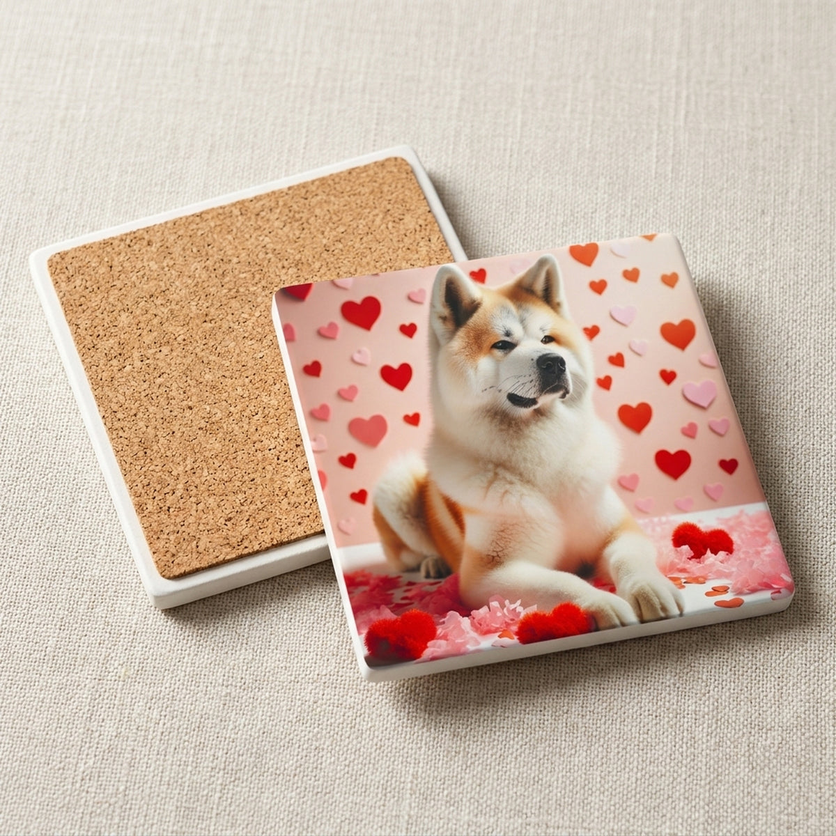 Akita ceramic coasters set of 4, cork back