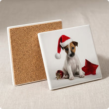 Smooth Fox Terrier Puppy ceramic coasters set of 4, cork back